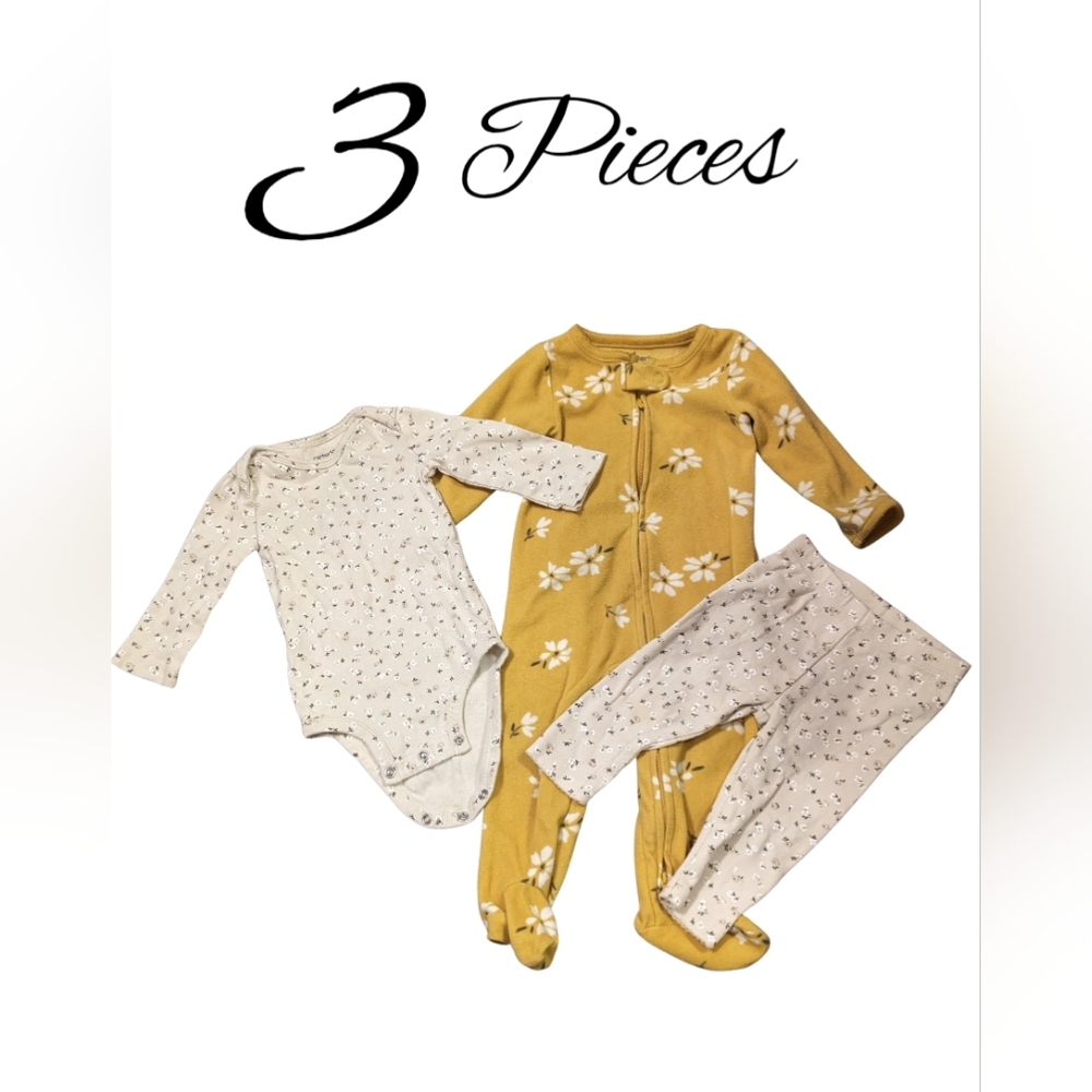 Carter's Yellow and Cream Floral Footie Set